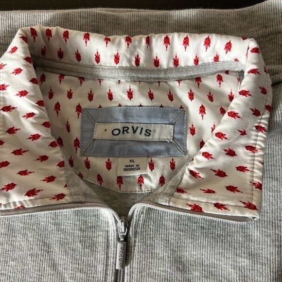 Orvis 1/4 Zip Women’s Size XL Heather Grey Collared Pullover Leaf Fall - Picture 6 of 6